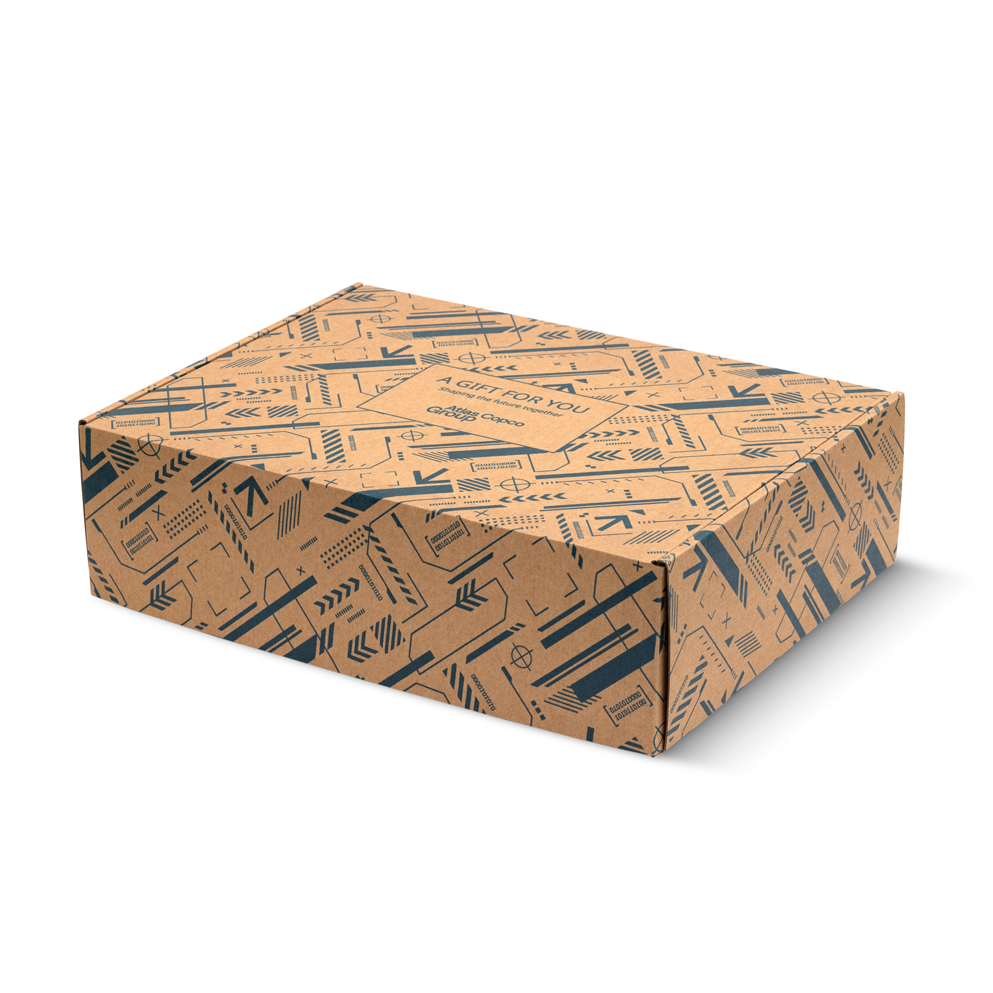 gift box with atlas copco group pattern closed
