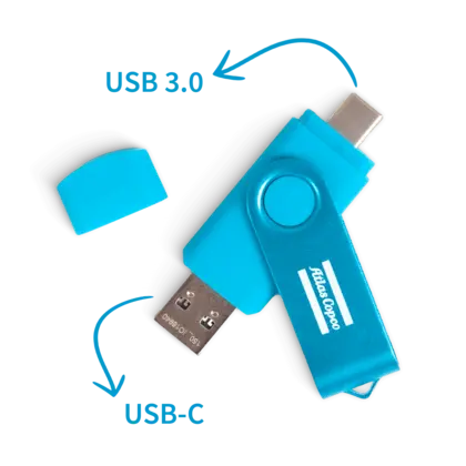 blue atlas copco usb with logo