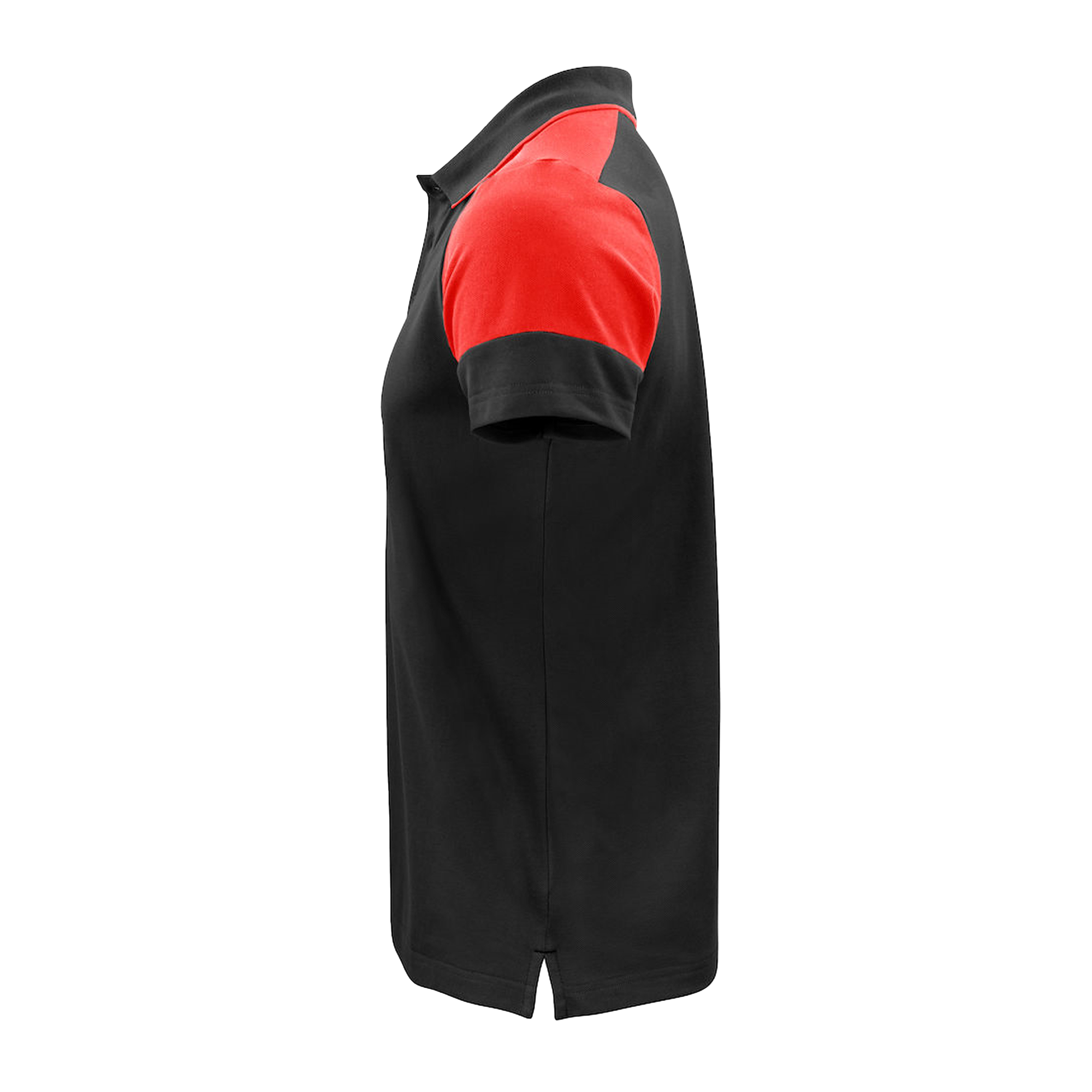 black desoutter polo with red sleeves