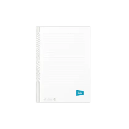 lined notepad with beige pattern and lines and atlas copco logo in blue
