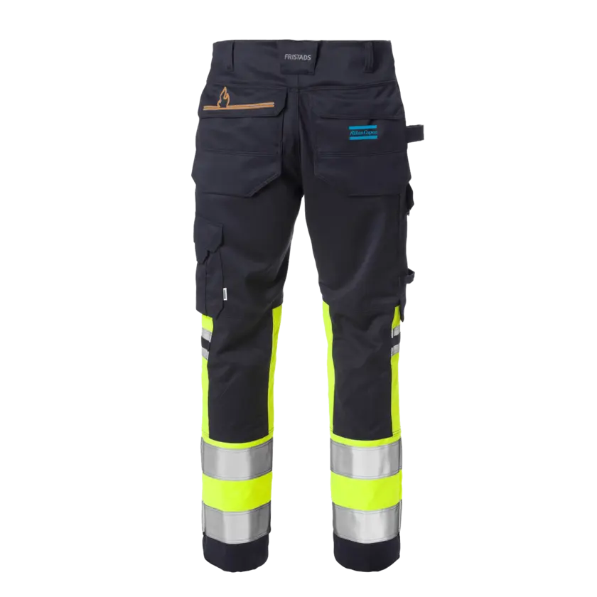 blue and reflective pants