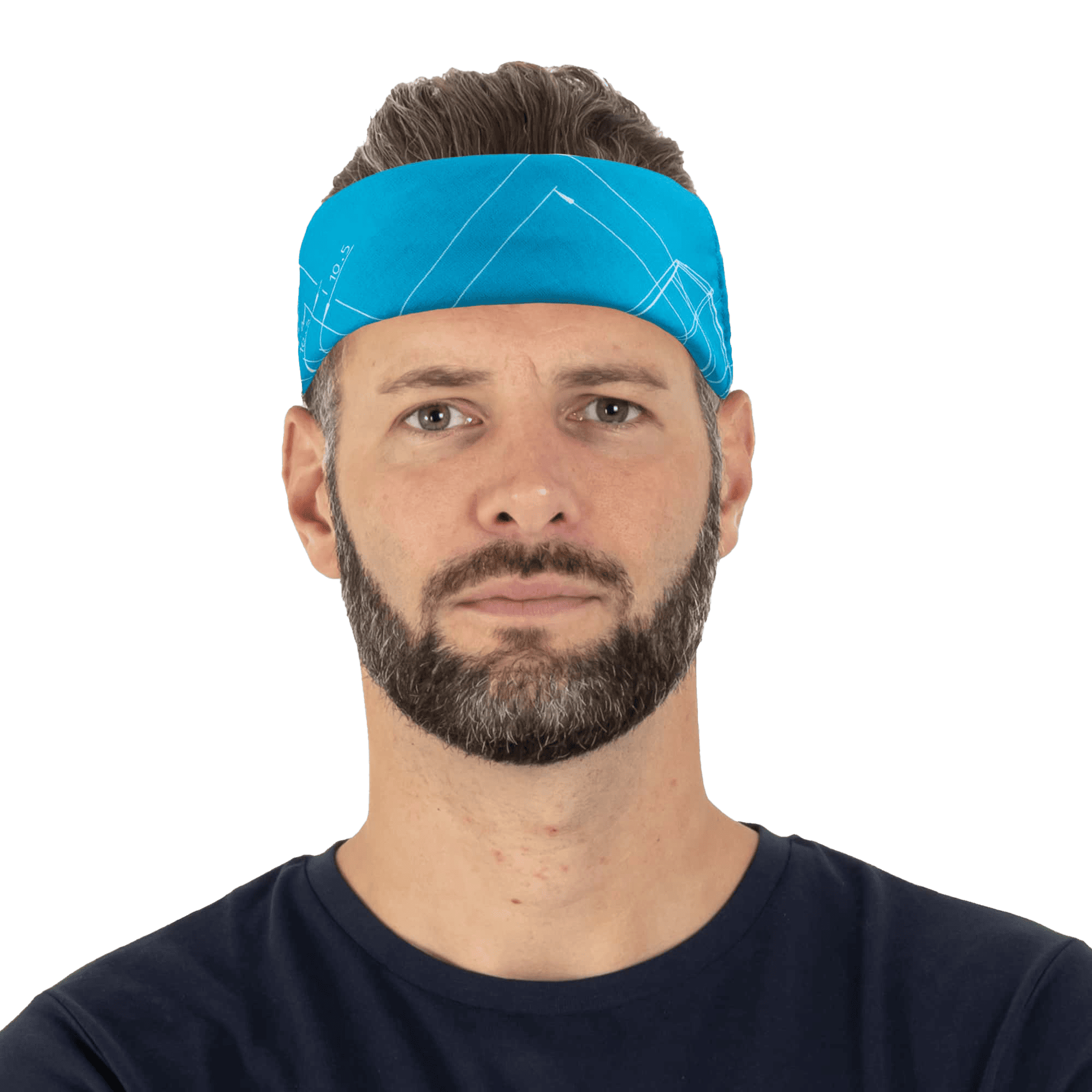 blue bandana with blueprint pattern