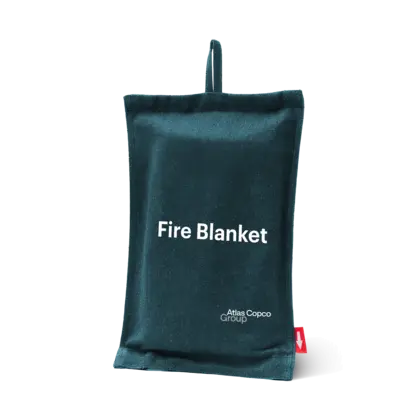 fire blanket with atlas copco group logo