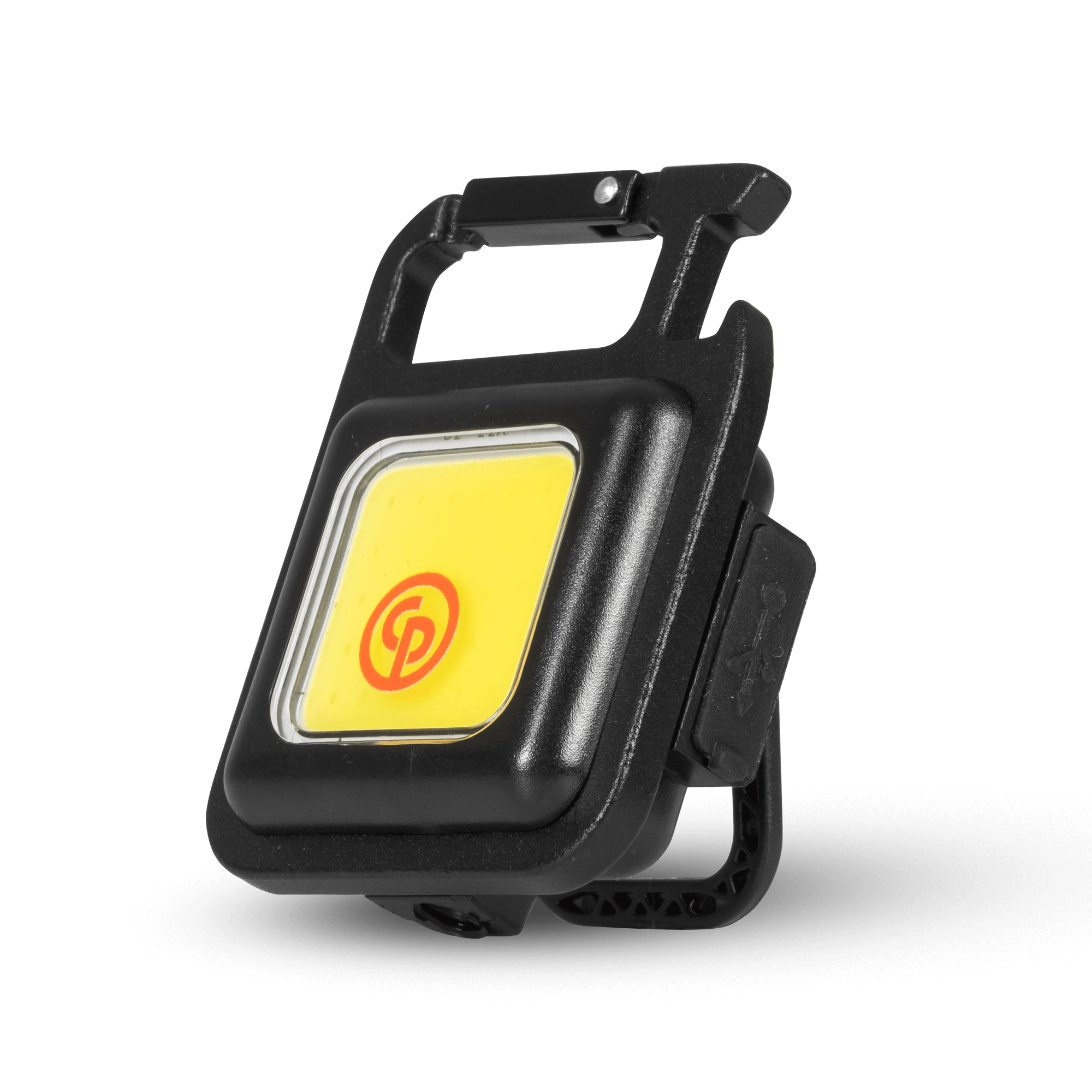 black mini flashlight with chicago pneumatic logo in red