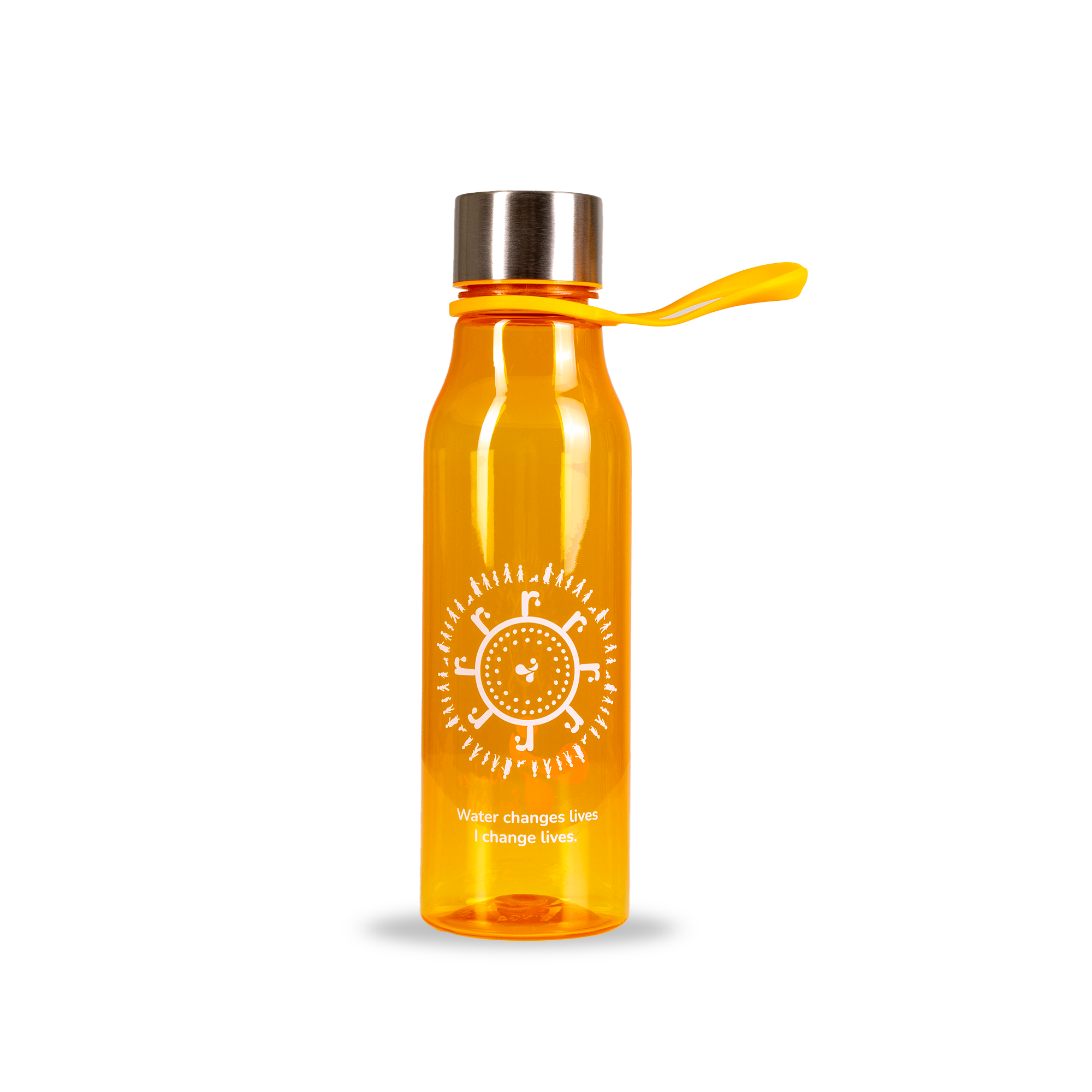 water bottle with water for all logo