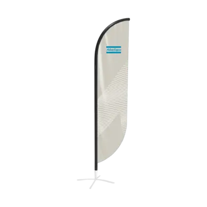 beach flag with atlas copco logo