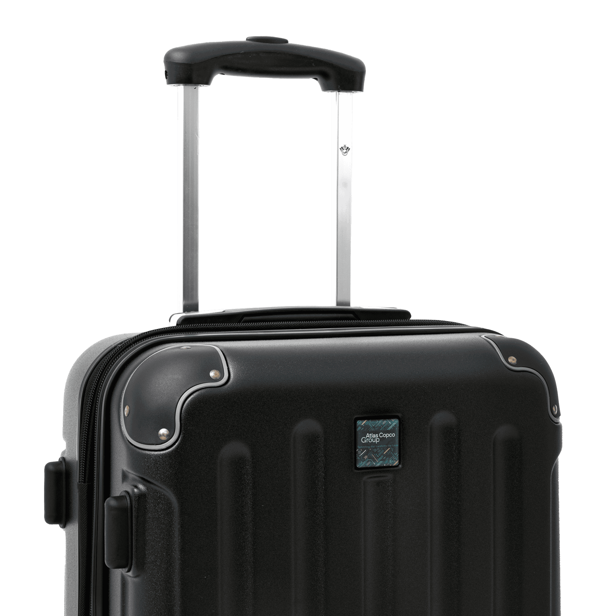 trolley bag with atlas copco group logo close up