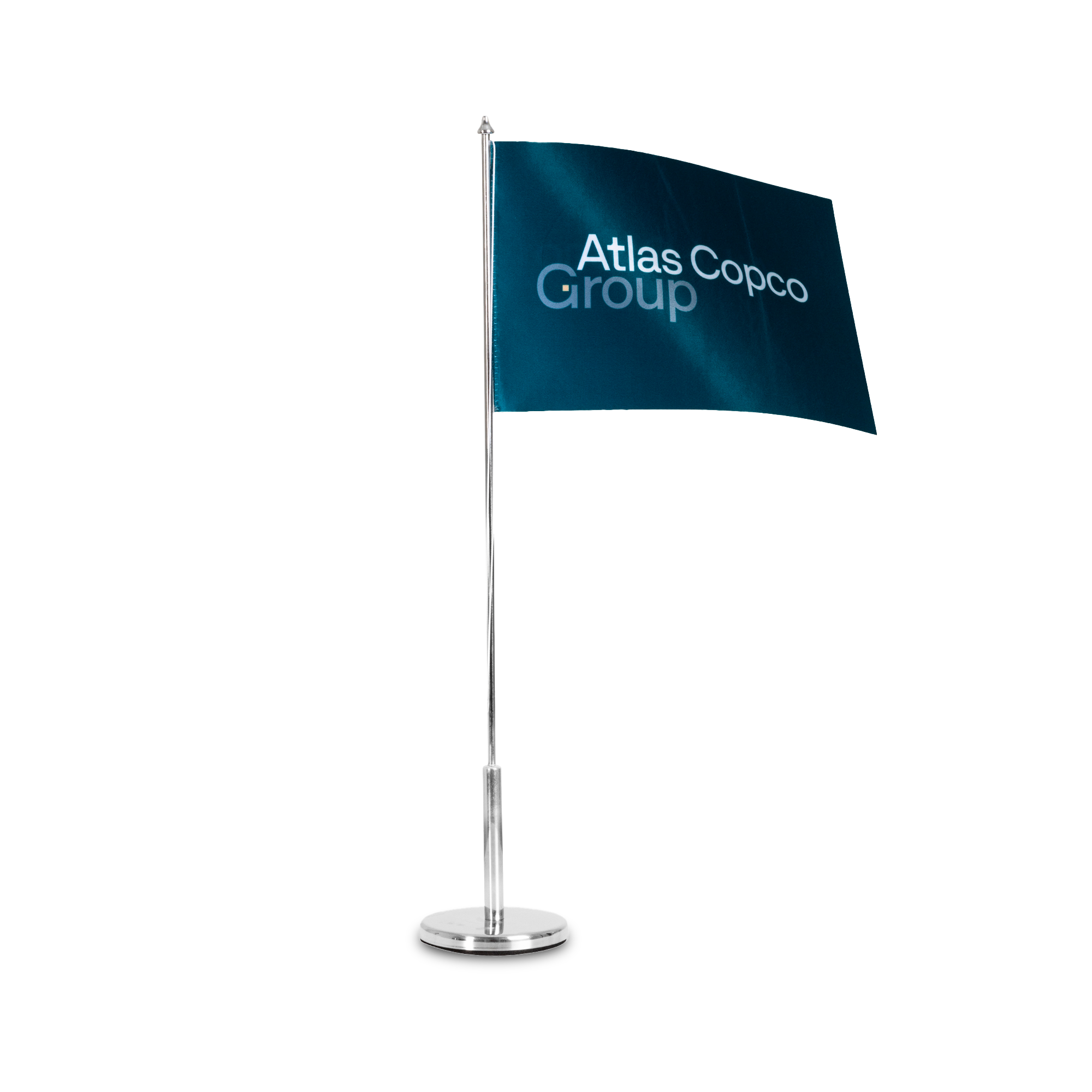 atlas copco group table flag in teal