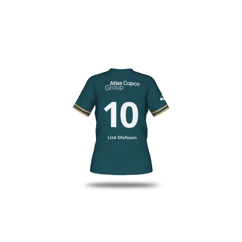 soccer jersey t-shirt with atlas copco group logo back