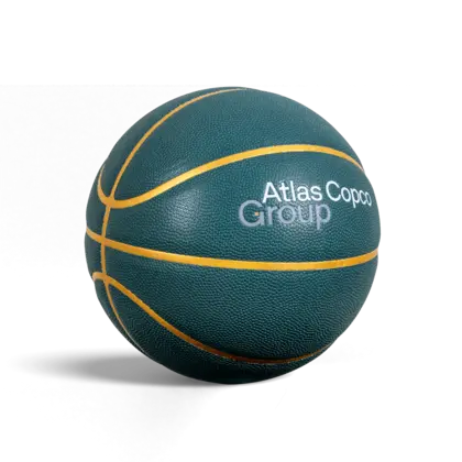 Basketball with atlas copco group logo
