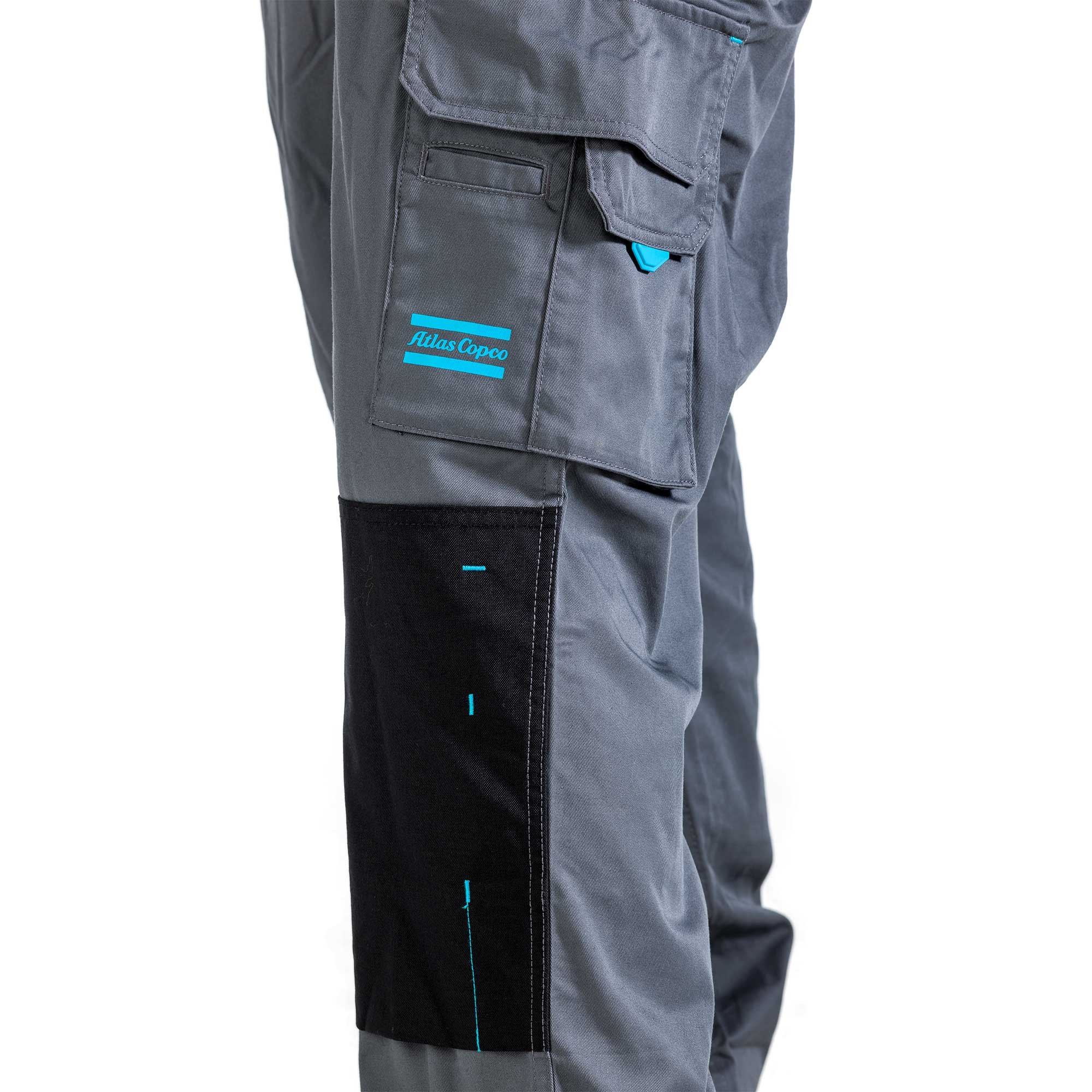 grey coverall with side pockets and enforced knees