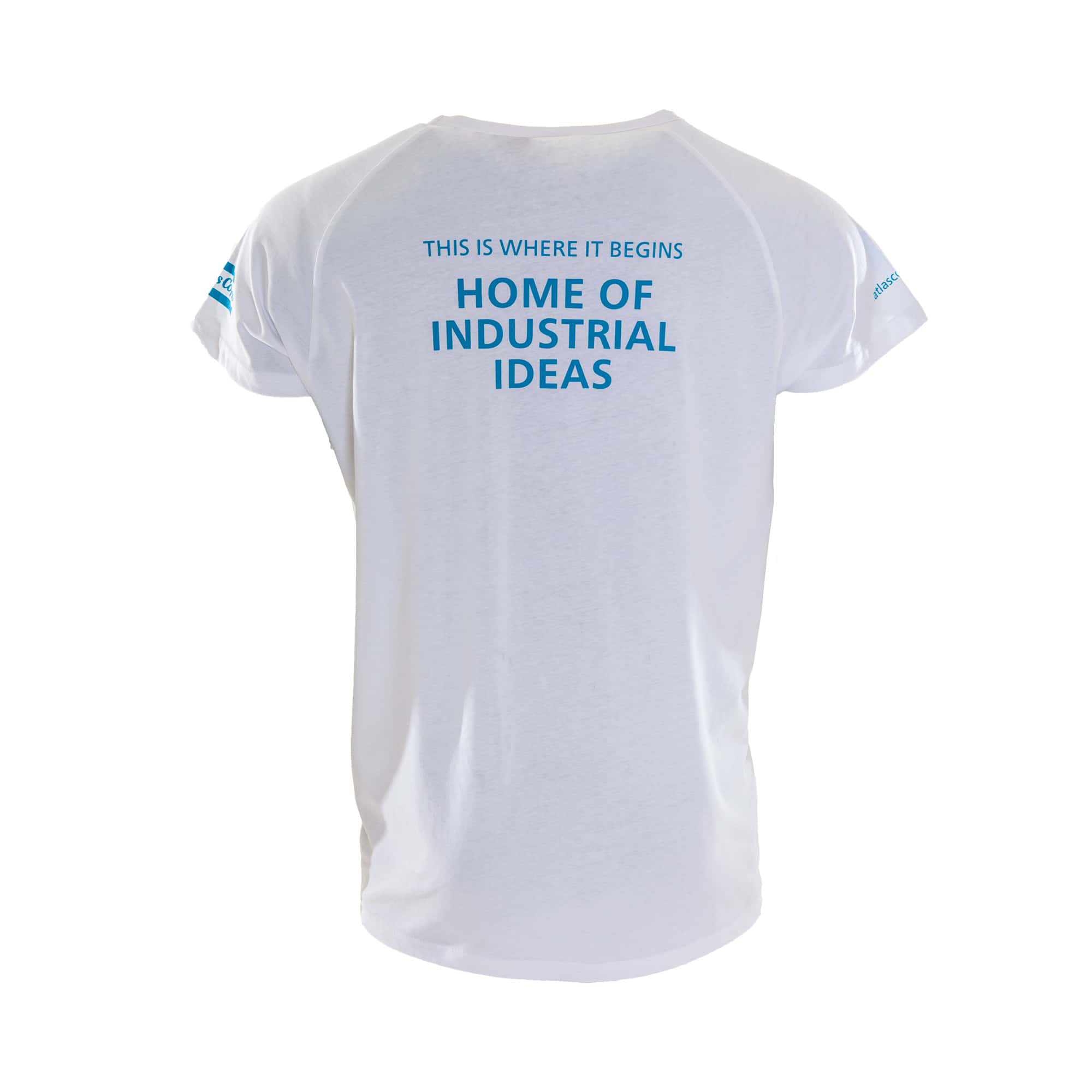 Backside of tshirt with home of industrial ideas print