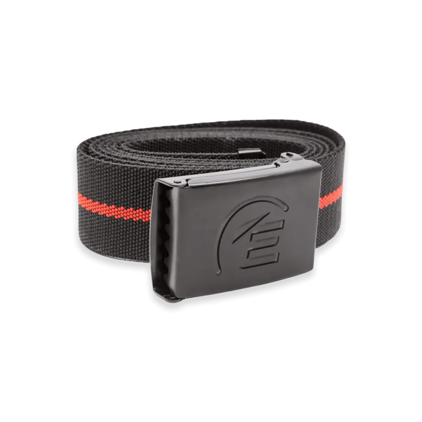 Black edwards belt with embossed logo