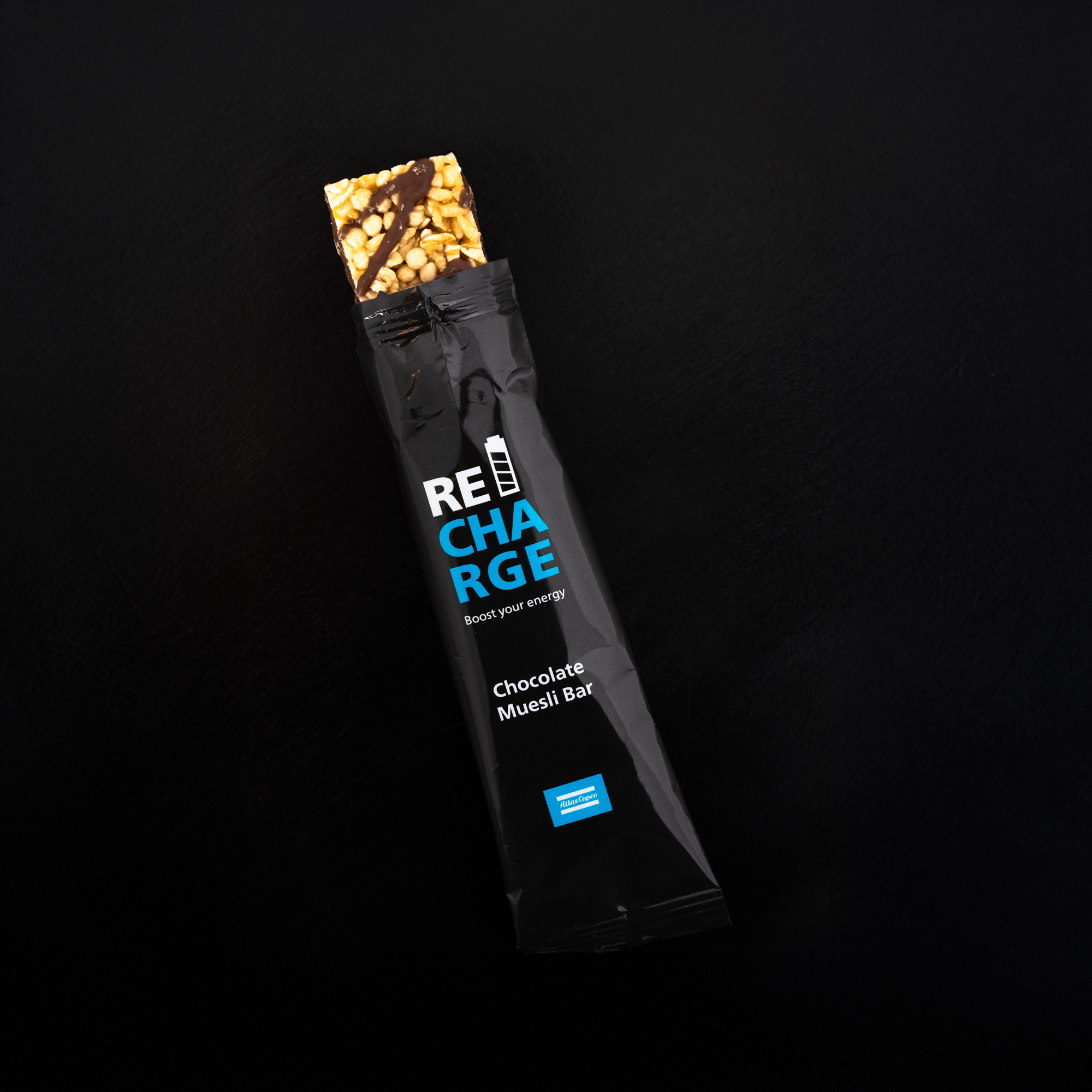 energy bar with atlas copco logo