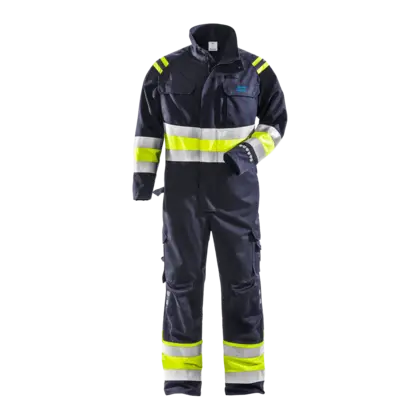 blue and reflective coverall