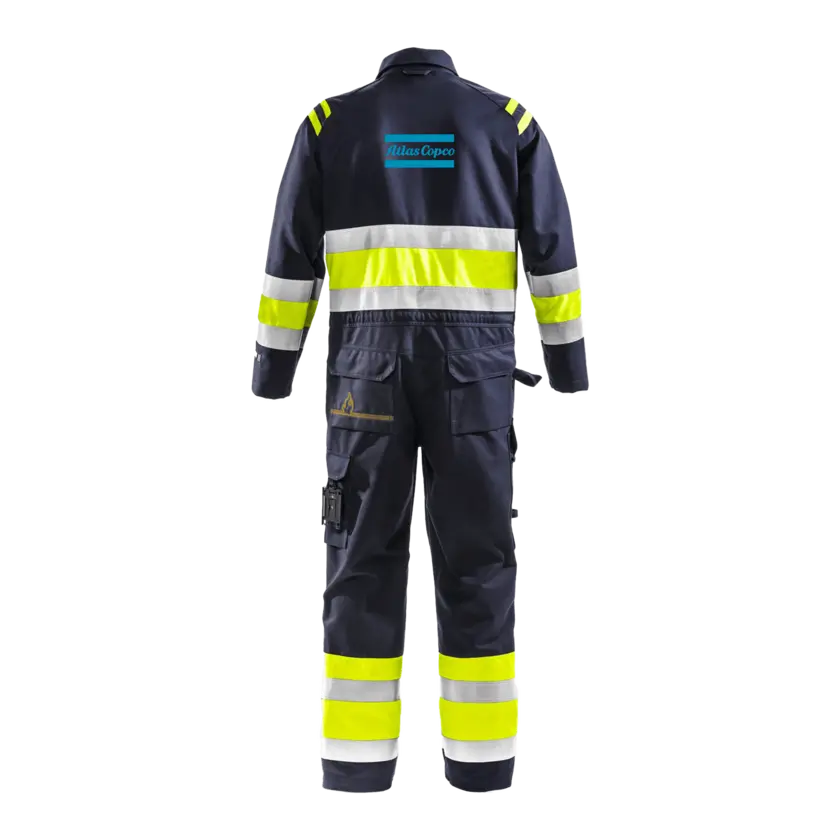 blue and reflective coverall