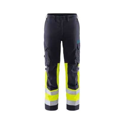 blue and reflective pants