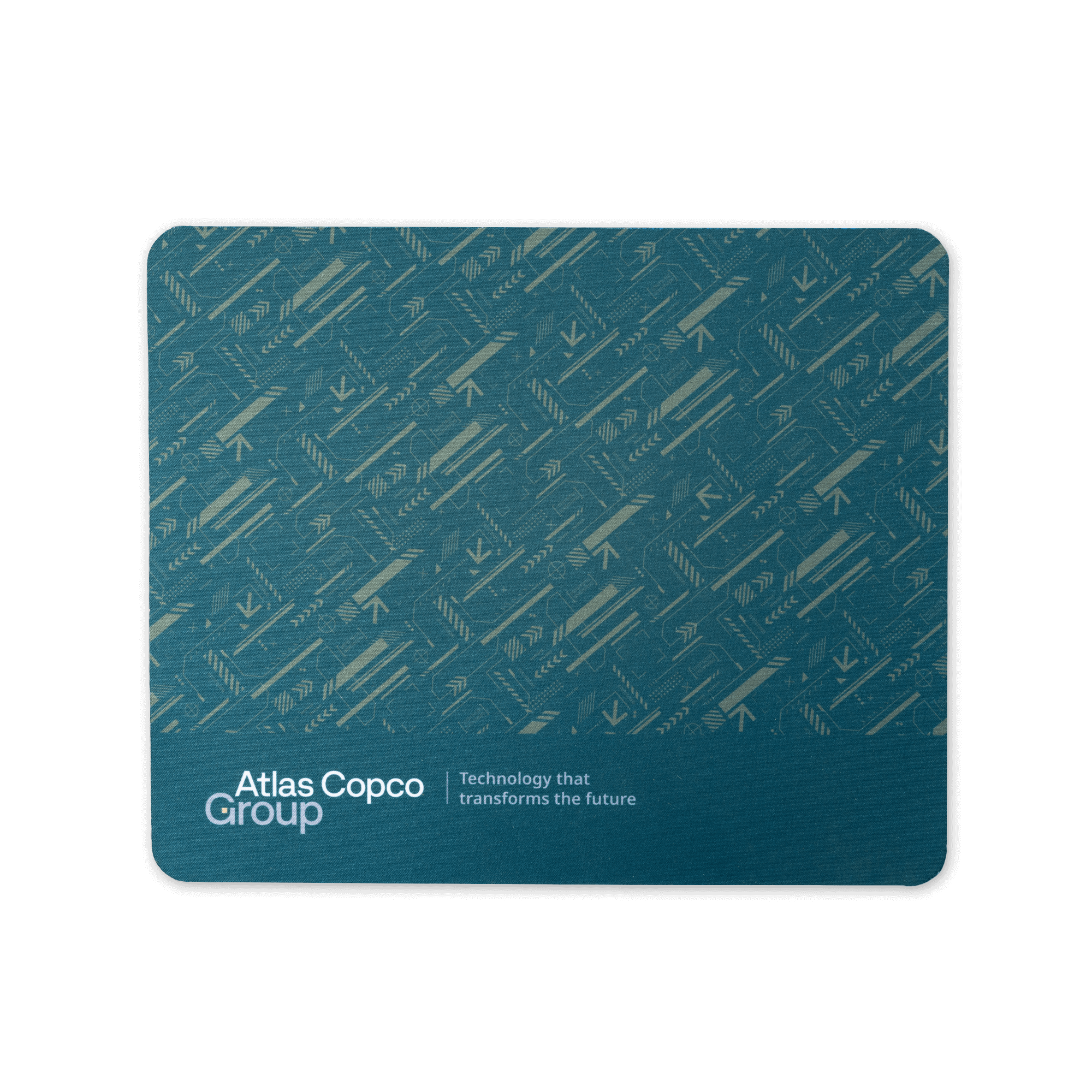 mouse pad with atlas copco group logo and pattern