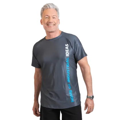 grey active tshirt with home of industrial ideas 