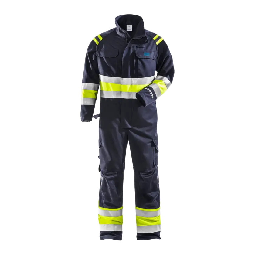 blue and reflective coverall