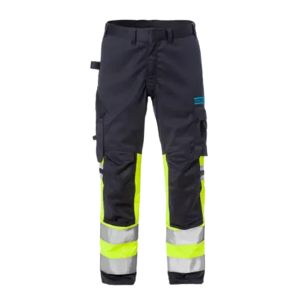 blue and reflective pants