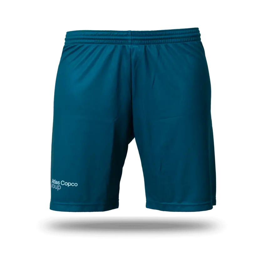 soccer jersey shorts with atlas copco group logo